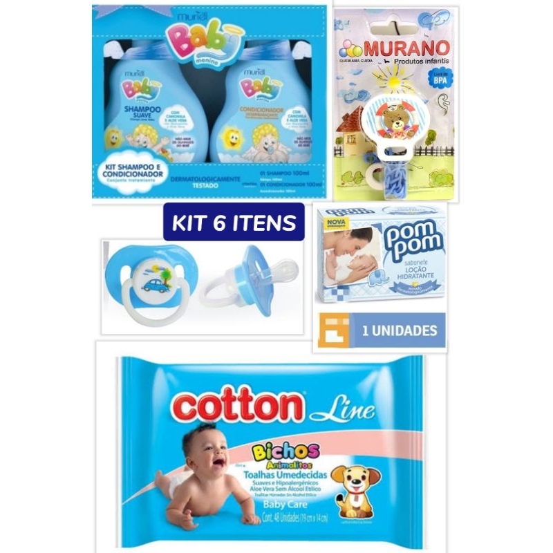 kit bebê lenço umedecido pente escova macia recém nascido shampoo