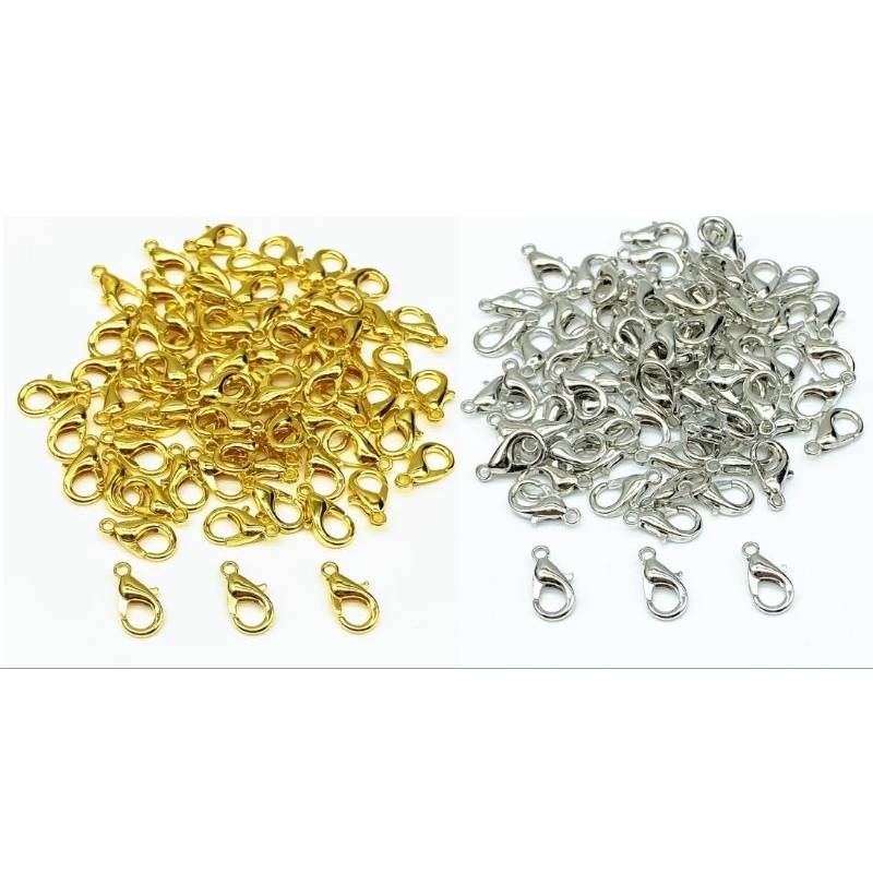 Fecho Lagosta Para Bijuteria - Dourada - Prata 10mm 100pçs