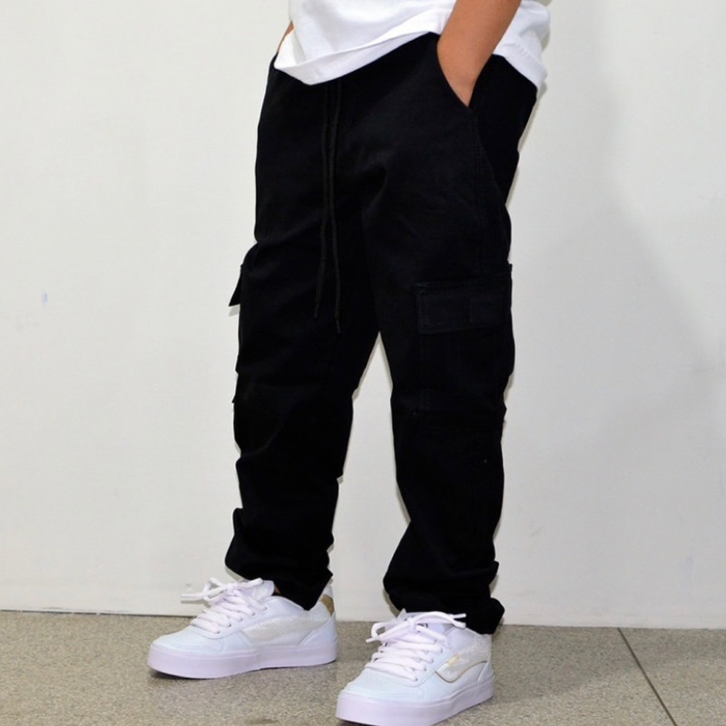 Calça Cargo Infantil Juvenil – Jeans e Sarja, 6 Bolsos, Diversas Cores Estilo Skate