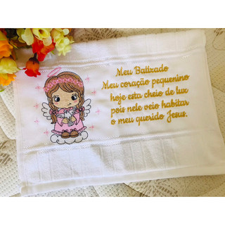 Toalha para batizado batismo eucaristia bordada