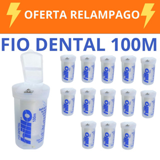 KIT 13 Fio Dental 100 Metros Sabor Menta Branco Hillo - Promoção Dentes Limpos Higiene Bucal Cuidados Pessoais