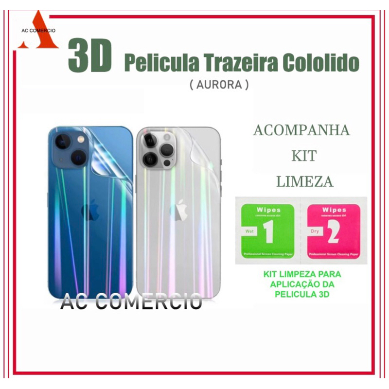 Película traseira aurora holográfica fruta cor para iPhone 7plus 8plus XR 11 11promax 12 12pro 12promax 13 13PRO 13PROMAX 14 14pro 14promax