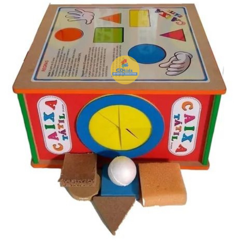 Caixa Tátil Brinquedo Pedagógico e Educativo de Madeira Brinquedo Montessori Sensorial Formas Texturas Brinquedo Sensorial