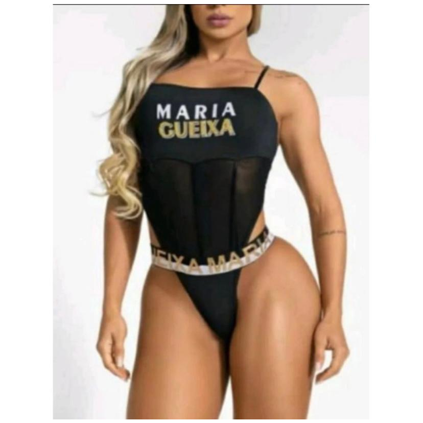 BODY MARIA GUEIXA Maio Cavado Fita Na Cintura MGX
