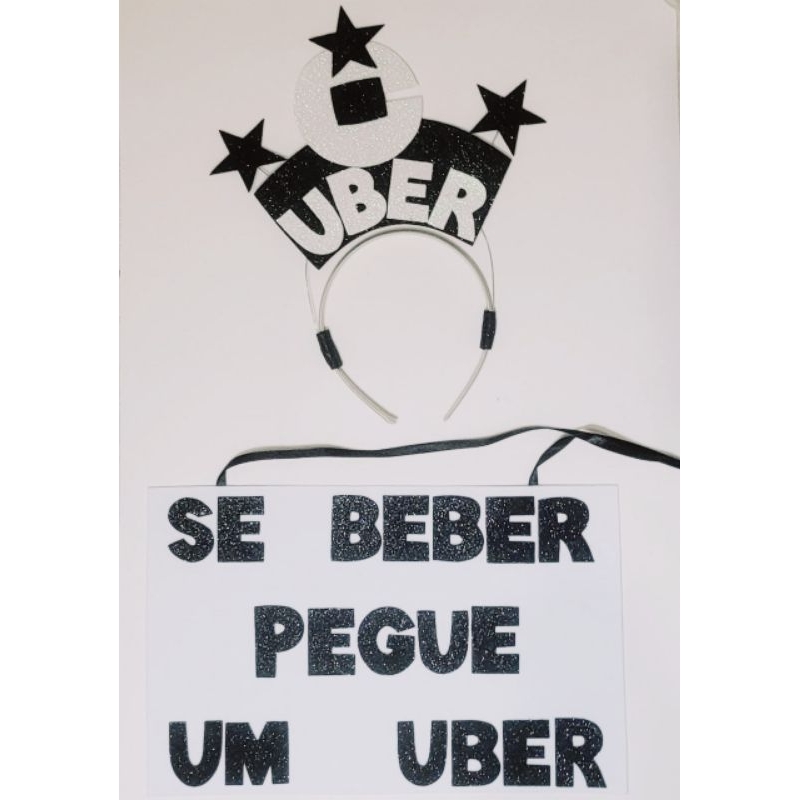 Fantasia Carnaval Tiara Plaquinha UBER