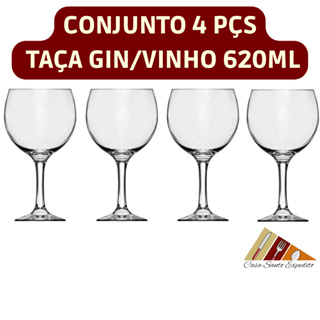 Conjunto 4 Pçs Taça De Vidro Premiere Gran Gin/Vinho 620 ML DRINKS (Envio Imediato) Kit 4 pçs em Oferta na Shopee