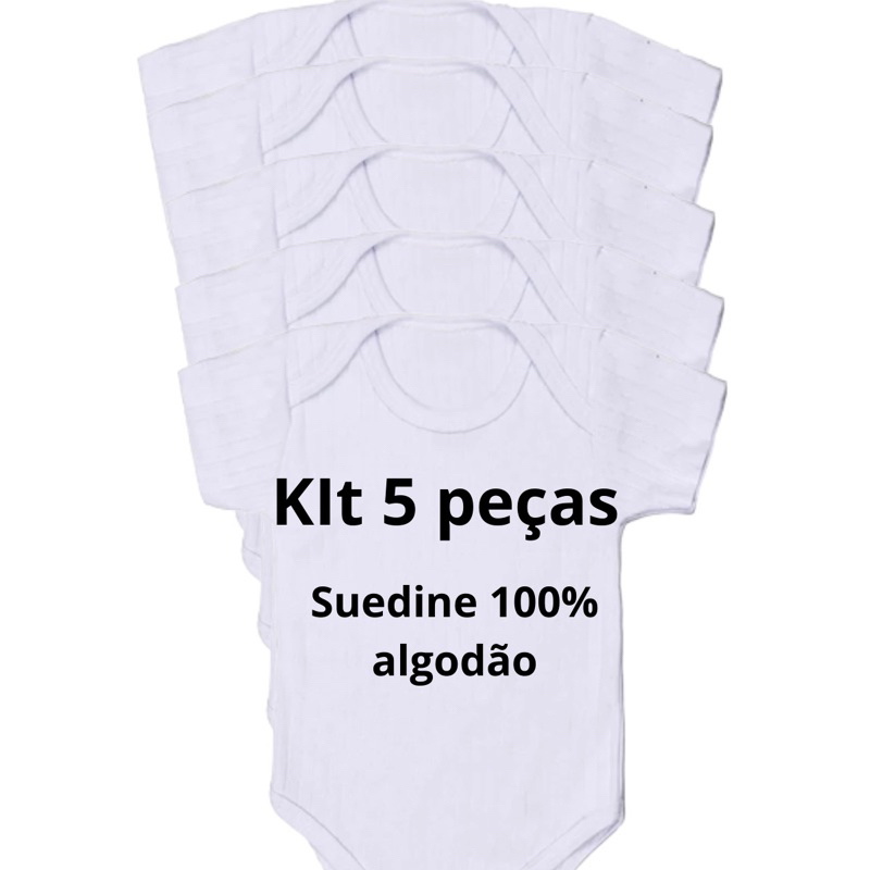 kit Body bebê branco liso 100% algodão/ kit com 5 peça/Body bebê/moda bebê/body LISO/enxoval bebe/kit