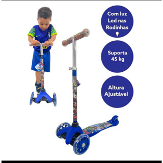 Patinete Skatenet infantil 3 rodas com Led Heróis \ Frozen \Patrulha Canina\Barbie