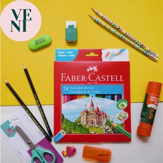 KIT Escolar Faber-Castell Volta às Aulas Lápis de Cor 24 Cores