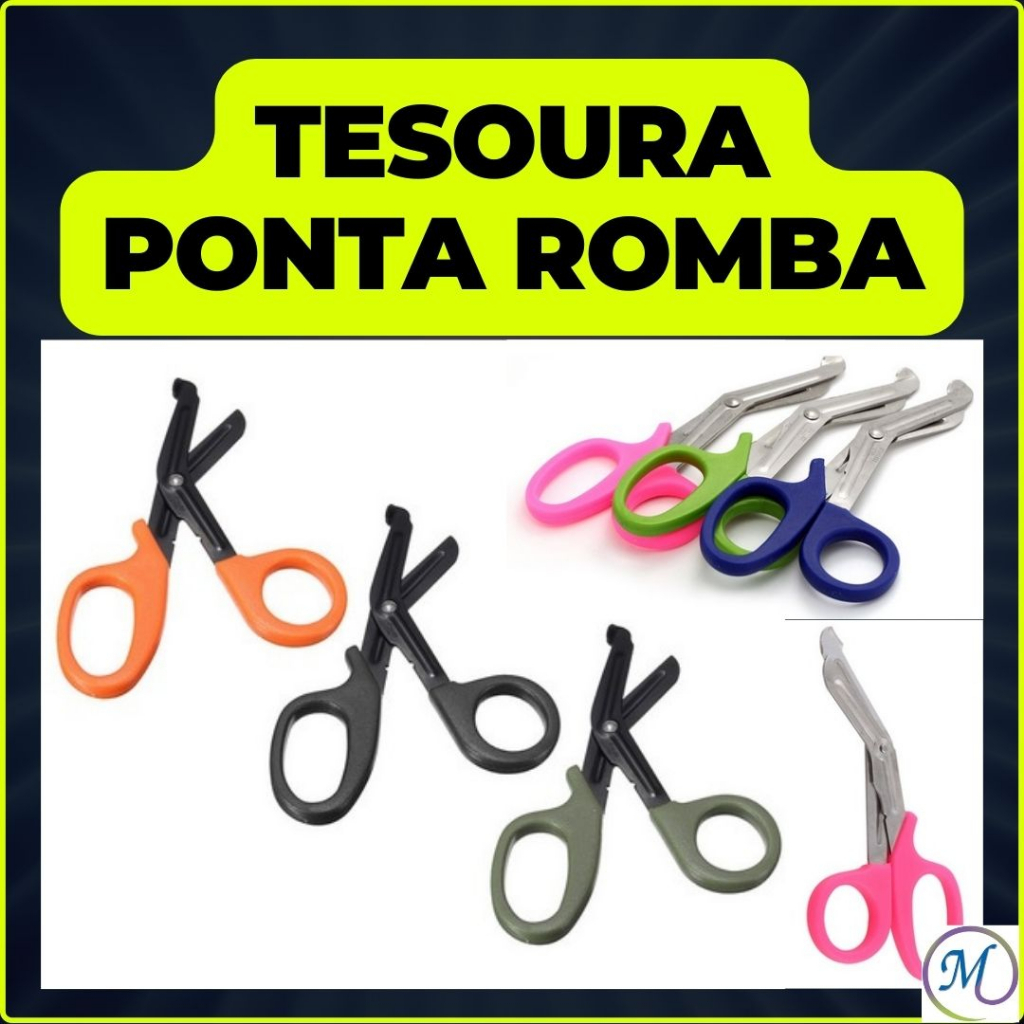 Tesoura Ponta Romba Bombeiros Samu Hospital Enfermagem Etc - Várias Cores