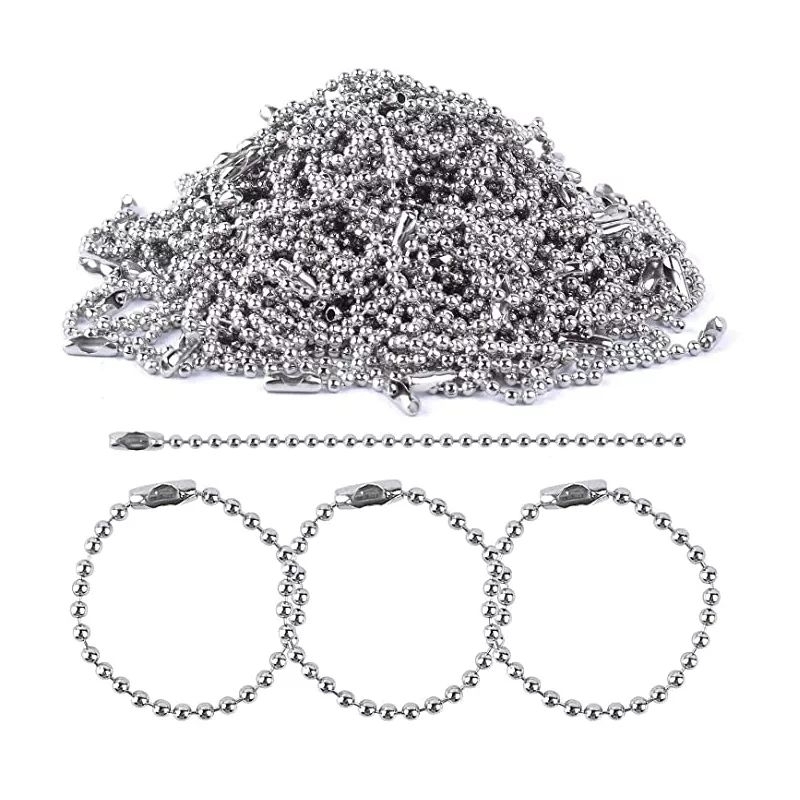 corrente bolinha com fecho para - tag - chaveiro - 2,0mm 50 peças