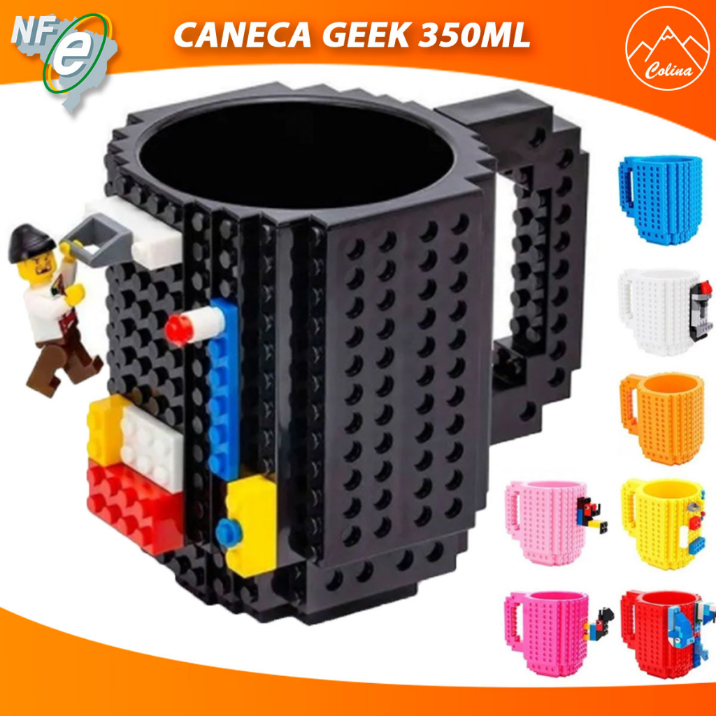 Canecas Bloquinhos Com Encaixe "Lego" + Peças Para Montar