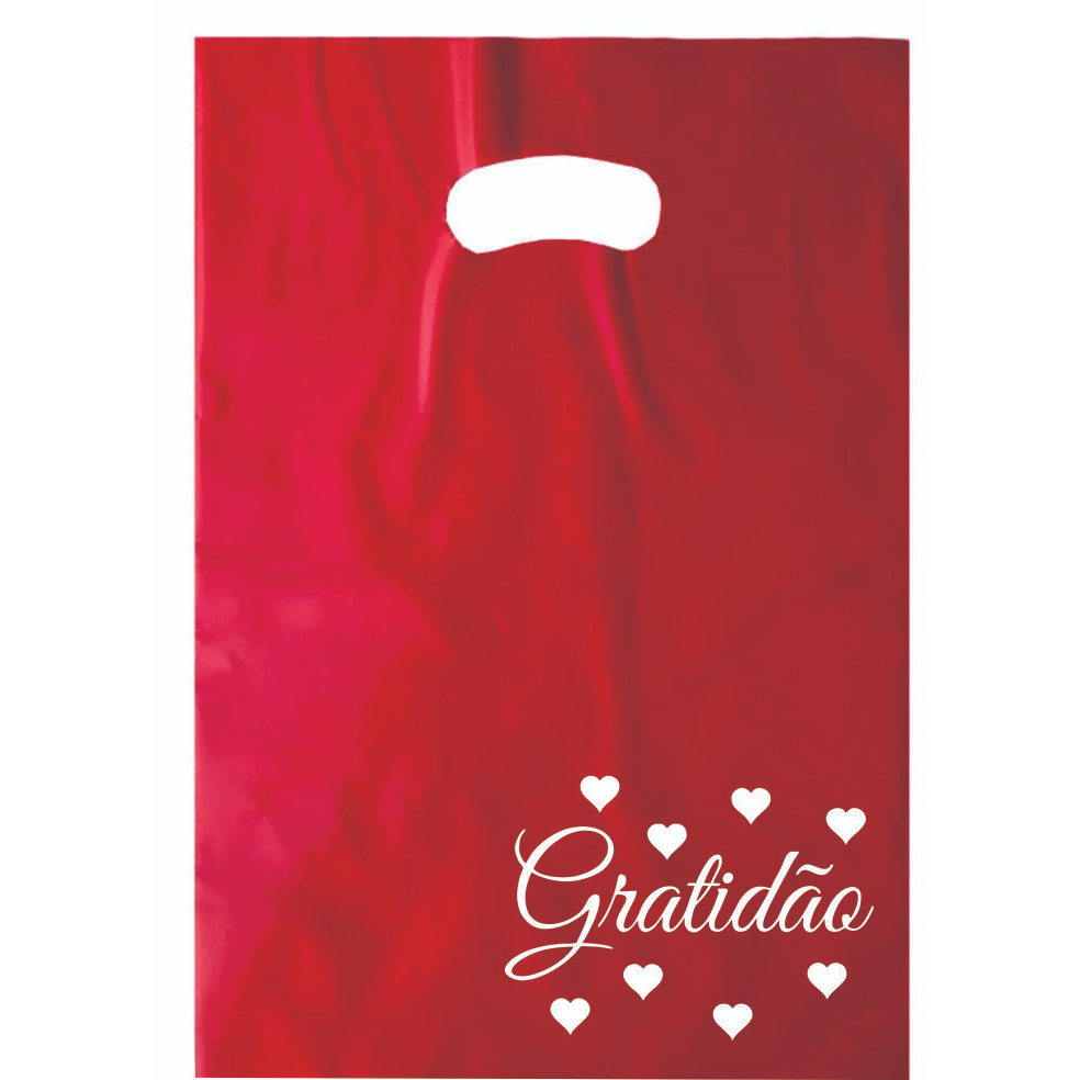 Sacolas Plásticas gratidão - gratidão  20x30 50 unidades