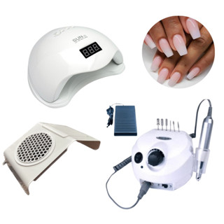 Kit Alongamento Unha Gel Acrigel Manicure Cabine Motor e Coletor de Pó
