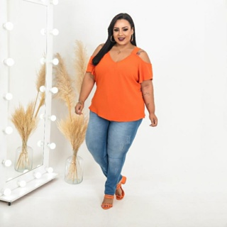 BLUSA PLUS SIZE  CIGANA ALÇA LARGA TEÇIDO DUNA em Oferta na Shopee