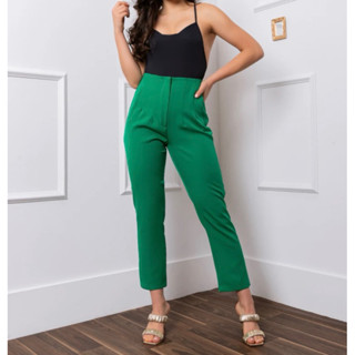 feminina calça alfaiataria com bolso -141
