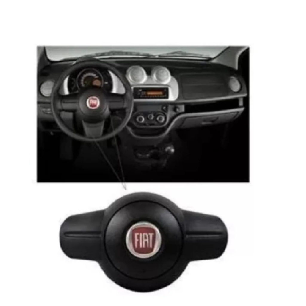 CENTRO DE VOLANTE TAMPA BUZINA FIAT Uno Way Vivace Modelo Original ACIONADOR CAPA BUZINA SEM AIRBAG COM EMBLEMA VERMELHO