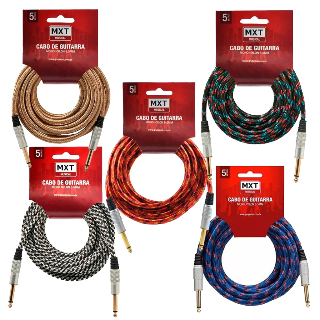 5 Metros Cabo P10/P10 MXT - Cabo P/ Guitarra, Violão 5 Metros P10 Blindado