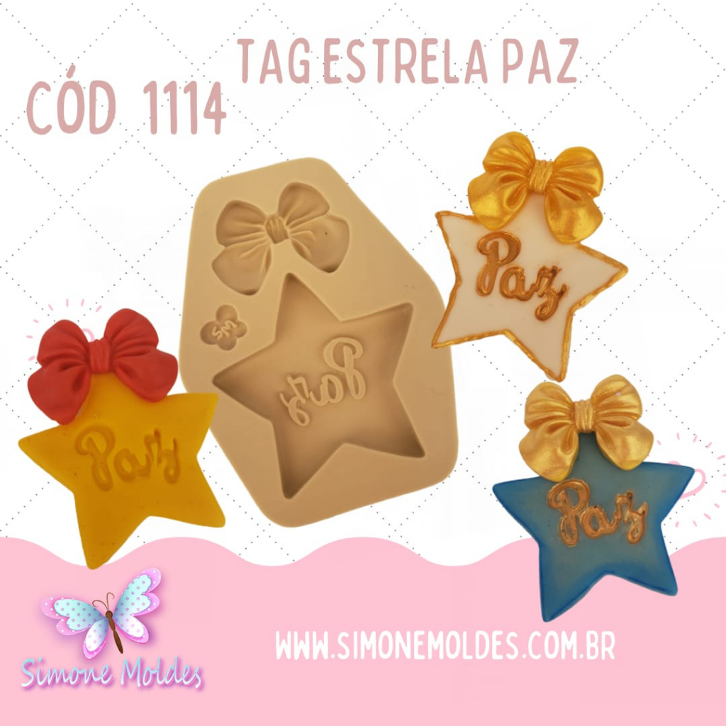 Molde de Silicone - Tag Estrela Paz- Cód 1114