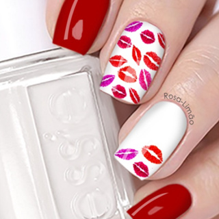 12 peliculas de unha BEIJO BATOM vermelho rosa em Oferta na Shopee