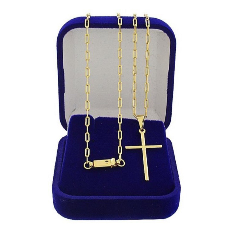 CORDÃO CRIANÇA INFANTIL BANHADO A OURO 18k PINGENTE CRUZ