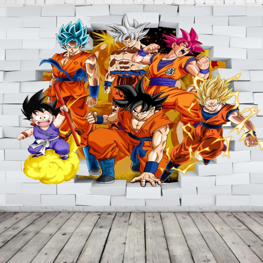 papel de parede adesivo 3d anime dragonball goku | Shopee Brasil