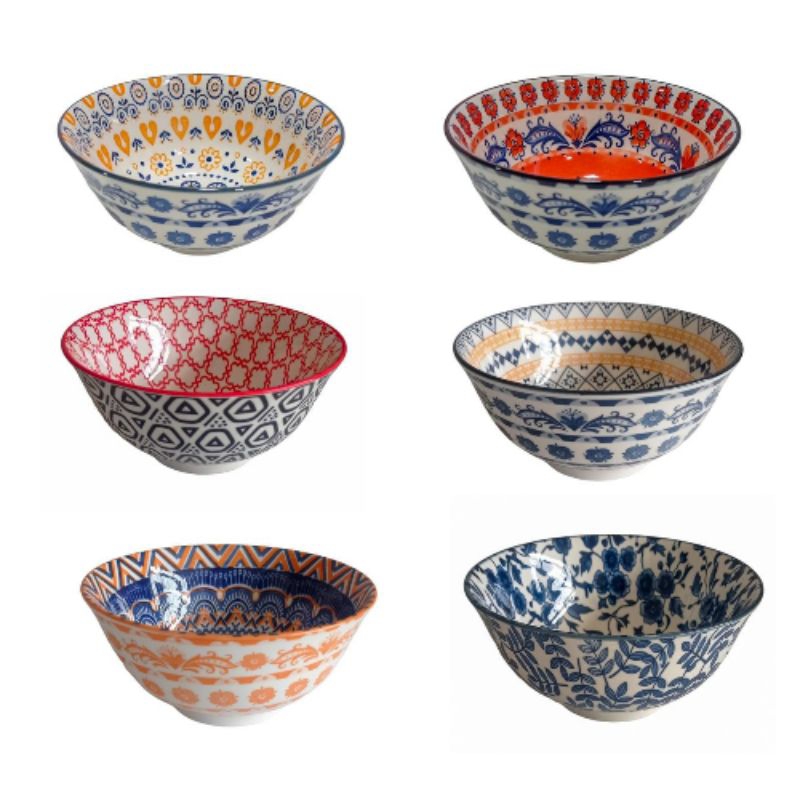 1 Bowl Cumbuca Tigela Cerâmica Estampada Para Caldos 600ml