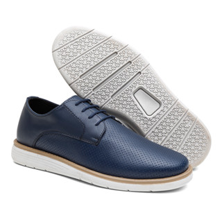 Sapato Oxford Masculino Casual Azul Estampa