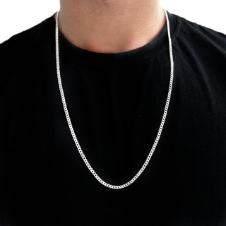 Corrente Correntinha Masculina Fina Grumet 2,5mm Banhado a Prata 925