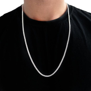 Corrente Correntinha Masculina Fina Grumet 2,5mm Banhado a Prata 925