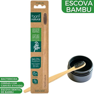 Escova Dental Natural Vegana Bamboo e Cerdas de Carvão Boni Natural