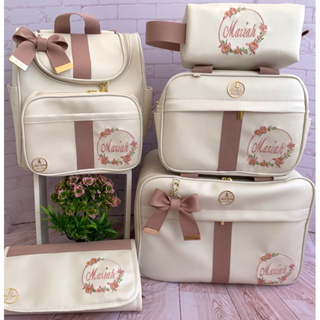 KIT MALA MATERNIDADE LUXO COM 5 PEÇAS PERSONALIZADO em Oferta na Shopee