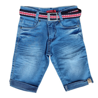 Bermuda Short Infantil Jeans Menino Com Cinto e Regulagem
