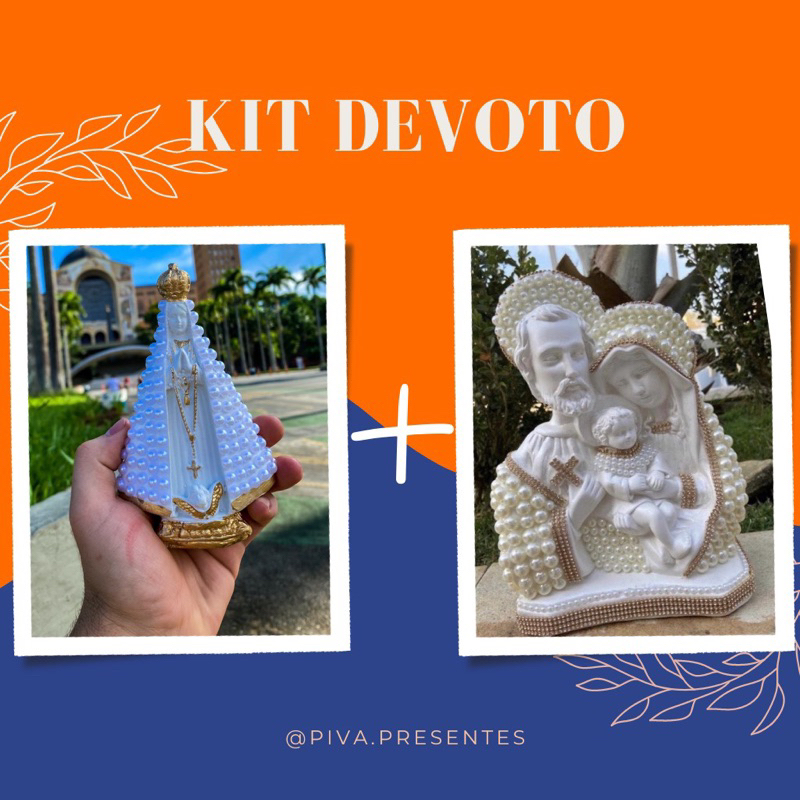 Kit Nossa Senhora Aparecida + Sagrada Família Pérolas para Decoração, Lembrancinha, Presente