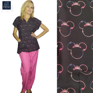 SCRUB MINNIE BRILHO PIJAMA HOSPITALAR (Fabricamos Plus Size)
