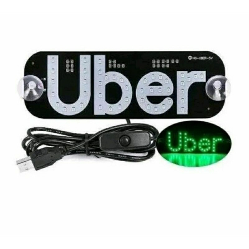 Placa UBER Painel Luminoso 12v Led 2 Ventosas com Cabo USB - Escorrega ...