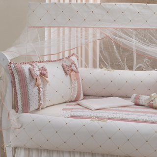 Kit Para Berço Essence Na Cor Salmão Com Fundo Palha +  SAIA BEGE em Oferta na Shopee