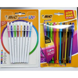 Kit Canetas Bic Cristal 1,2mm - 10 un. Cristal Fashion + 08 un. Cristal Up Ou C/12 Bic Fashion