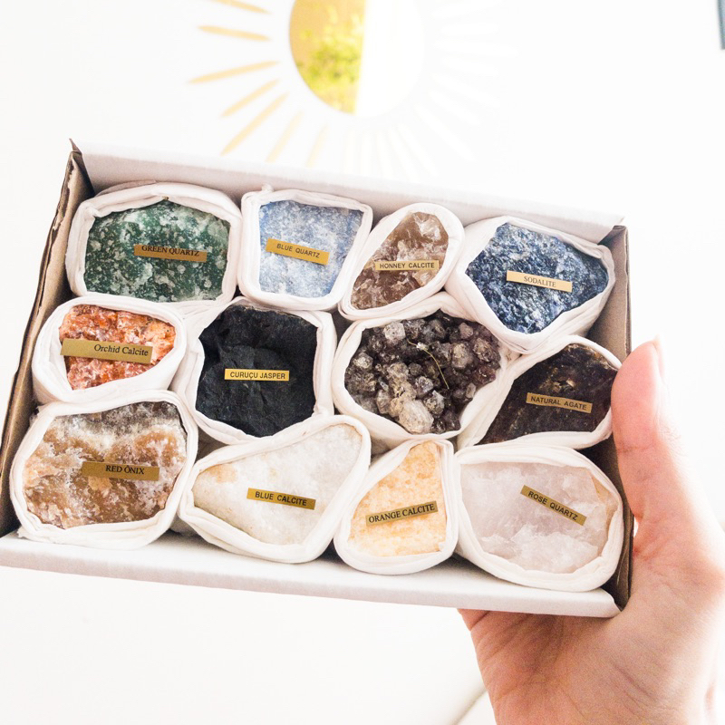 kit colecionador pedras brutas para cristais agata calcita quartzo sodalita jaspe onix