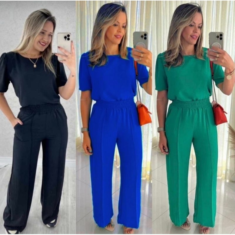 Conjunto Pantalona Tecido Duna Calça Forrada (M 42, G 44 e GG 46 ) Linha Premium