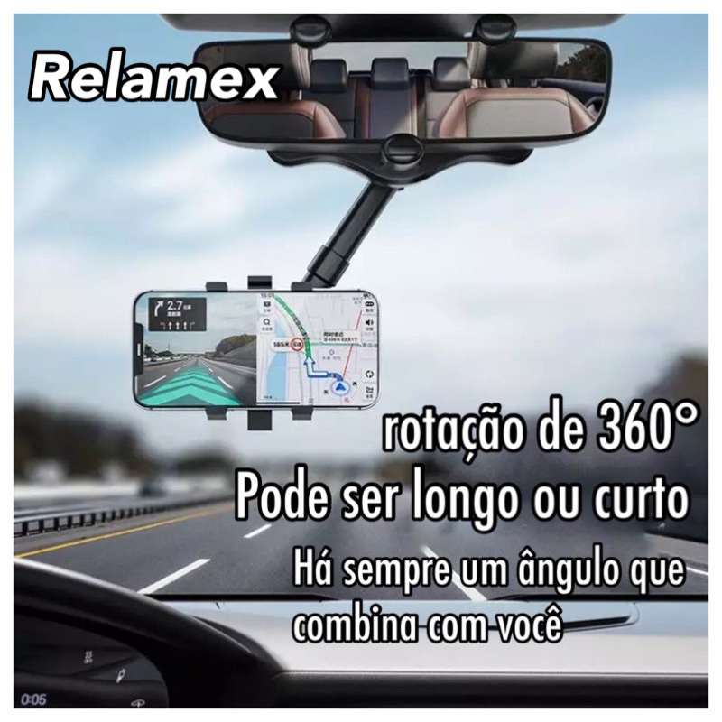 Novo suporte para celular para carro, espelho retrovisor para carro, navegação AR, carro multifuncional 360°