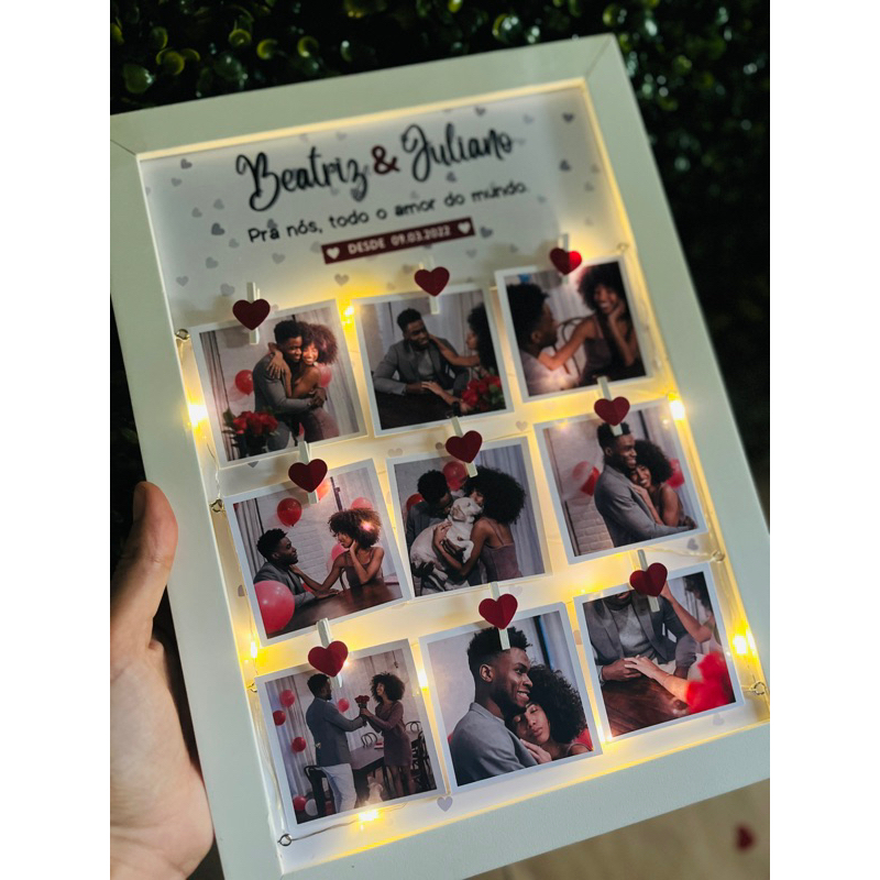 Quadro Porta Retrato Led, Quadro Varal de Led, Quadro Polaroid, Quadro Polaroid com Led Memory Board