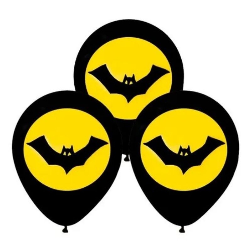 25 Balão Bexiga FESTA E DECORAÇÃO Morcego Amarelo Batman 11 pol Redondo