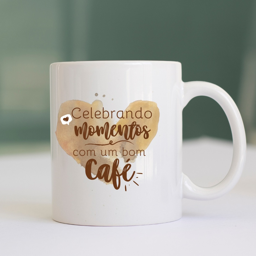 Caneca Personalizada Celebrando Momentos Com Um Bom Cafe Presente ...