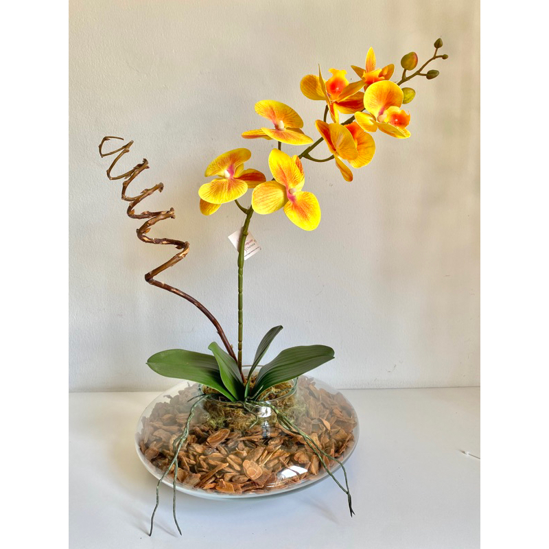 Arranjo orquídea luxo branca realista vaso de vidro | Shopee Brasil