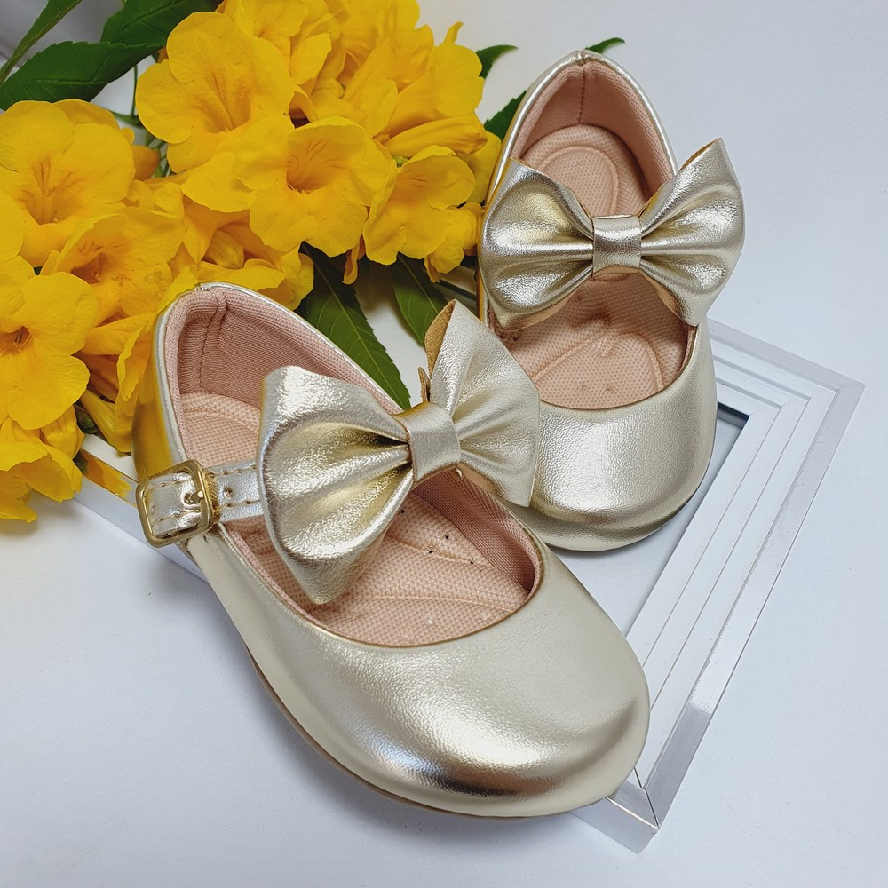 Sapatilha Infantil De Menina Ouro Fosca Milu Fashion com Laço 16 ao 34 em Oferta na Shopee