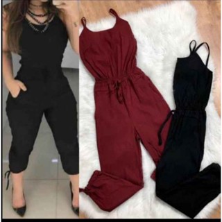 Macacão feminino macaquinho jogger bengaline lycra