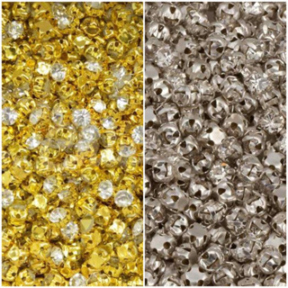 100 Strass de Costura Dourado/Prata em Oferta na Shopee