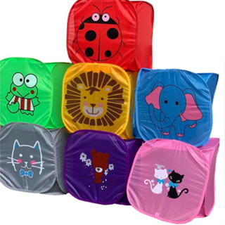 Organizador Cesto Rápido de Roupa brinquedo e sapato Infantil Portátil prática montagem 45x45 Cesto Dobravel De Nylon Com Tampa Bichinhos