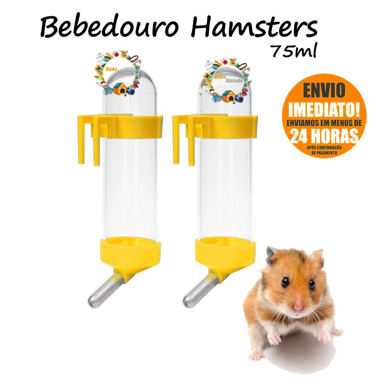 Kit 2 Bebedouro Para Hamster Ramster Russo Chines Camundongo Topolino Twister Gerbil Roedores Pequenos